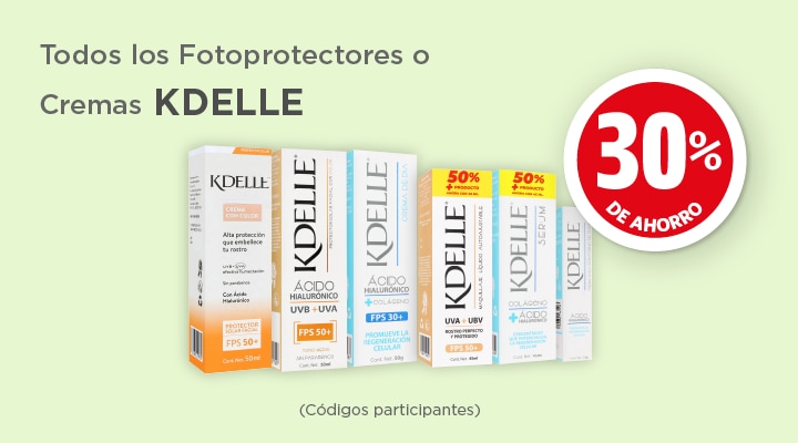 todos los fotoprotectores o cremas kdelle hasta 30% de ahorro
